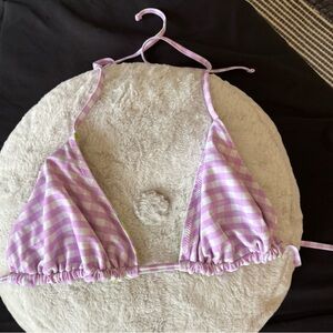 💙Purple & Floral Print reversible Triangle Bikini Top